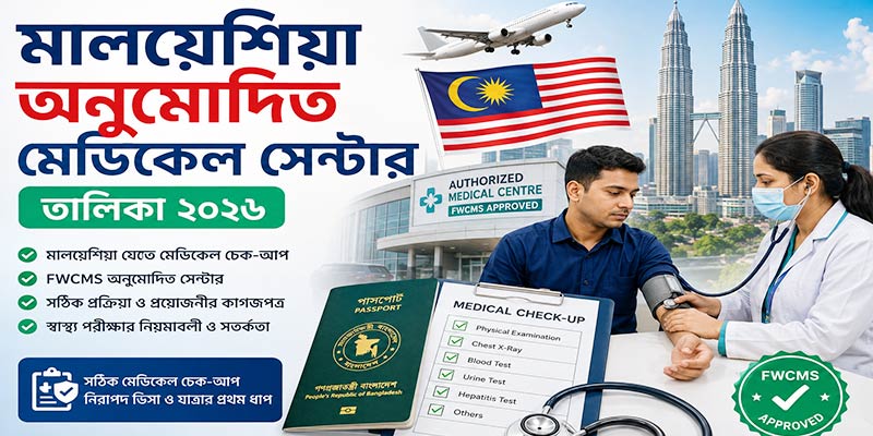মালয়েশিয়া অনুমোদিত মেডিকেল সেন্টার তালিকা ২০২৬