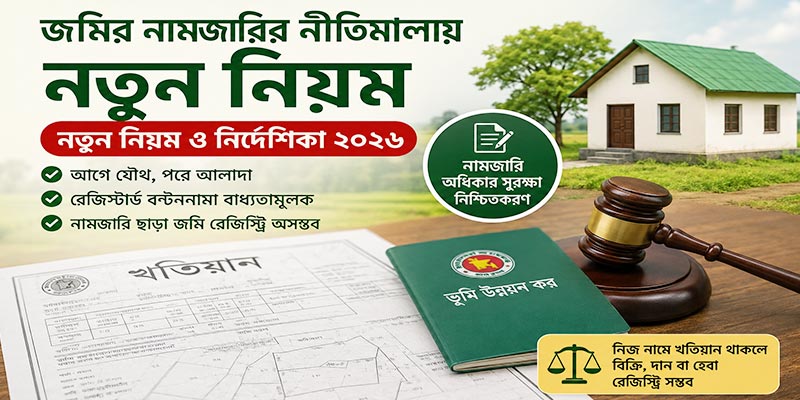 জমির নামজারির নীতিমালায় নতুন নিয়ম