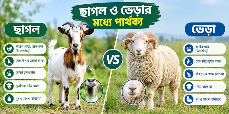 ছাগল ও ভেড়ার মধ্যে পার্থক্য