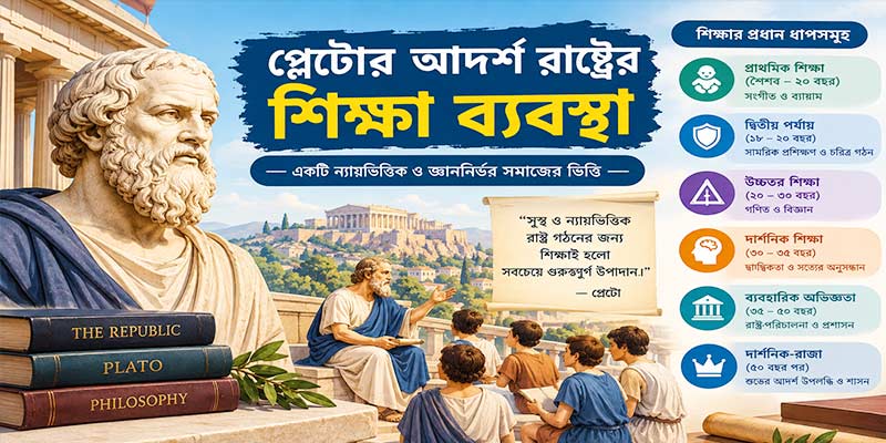 প্লেটোর আদর্শ রাষ্ট্রের শিক্ষা ব্যবস্থা সম্পর্কে আলোচনা কর